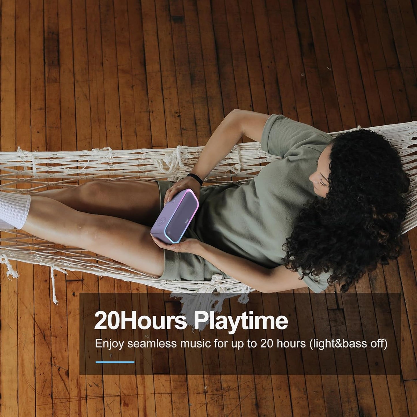 DOSS SoundBox Pro Bluetooth Speaker with 20W Stereo Sound, Active Extra Bass, IPX6 Waterproof, TWS Pairing, Multi-Colors Lights, 20H Playtime, Portable for Beach, Outdoor-Purple