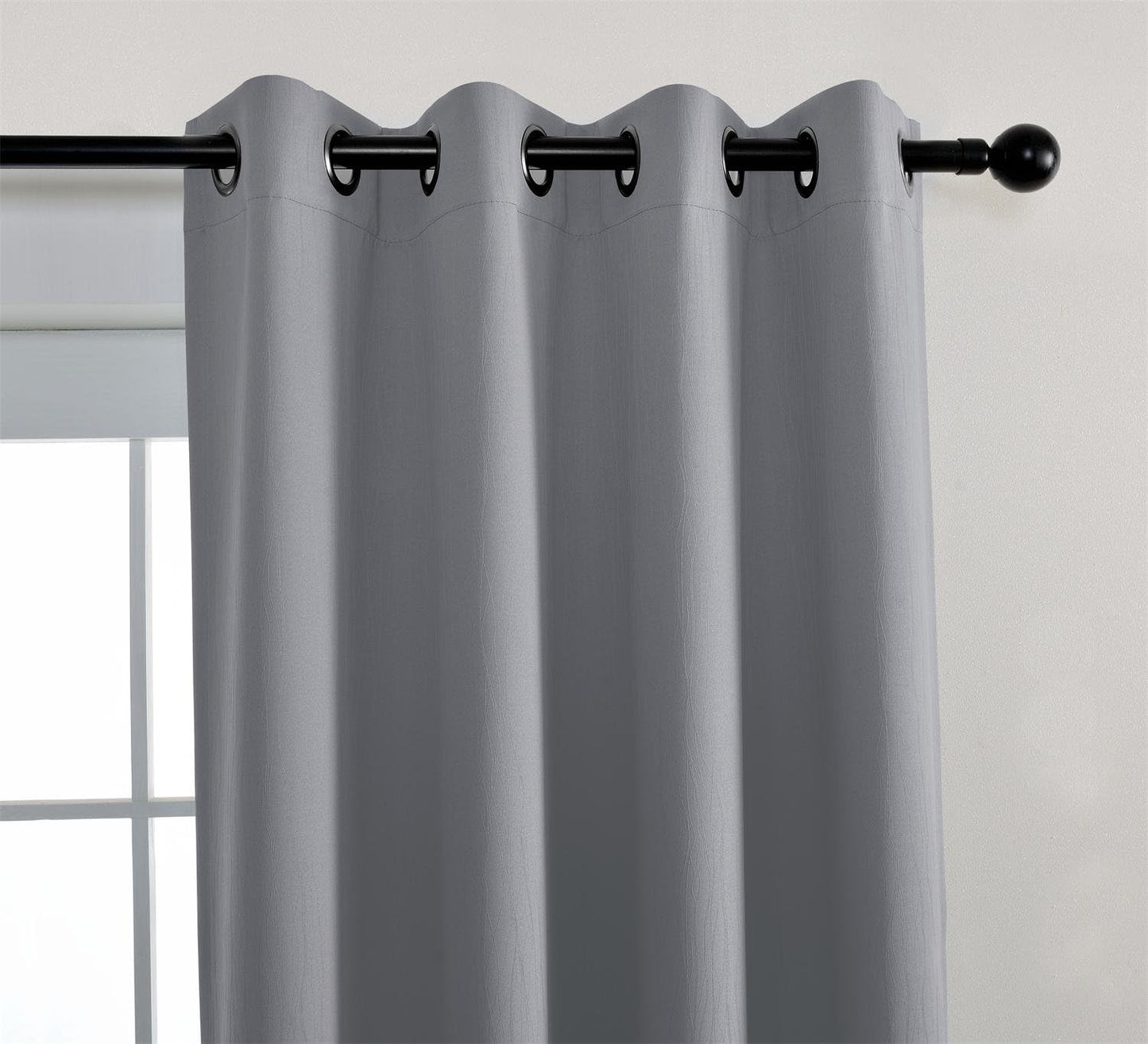 MIUCO Room Darkening Textured Grommet Thermal Insulated Blackout Curtains for Doors Set of 2 52x95 Inch Long Silver