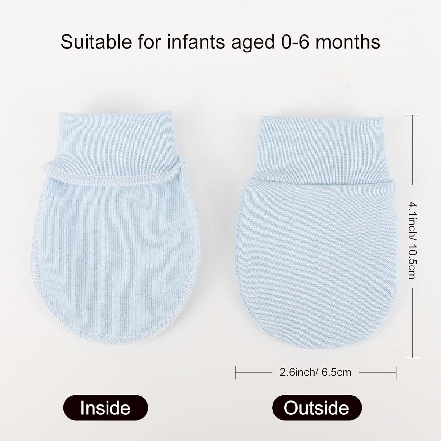 BQUBO Newborn Infant Toddler Mittens No Scratch Cotton Elastic Wrist Gloves Hypoallergenic for 0-6 Months Baby Boys Girls