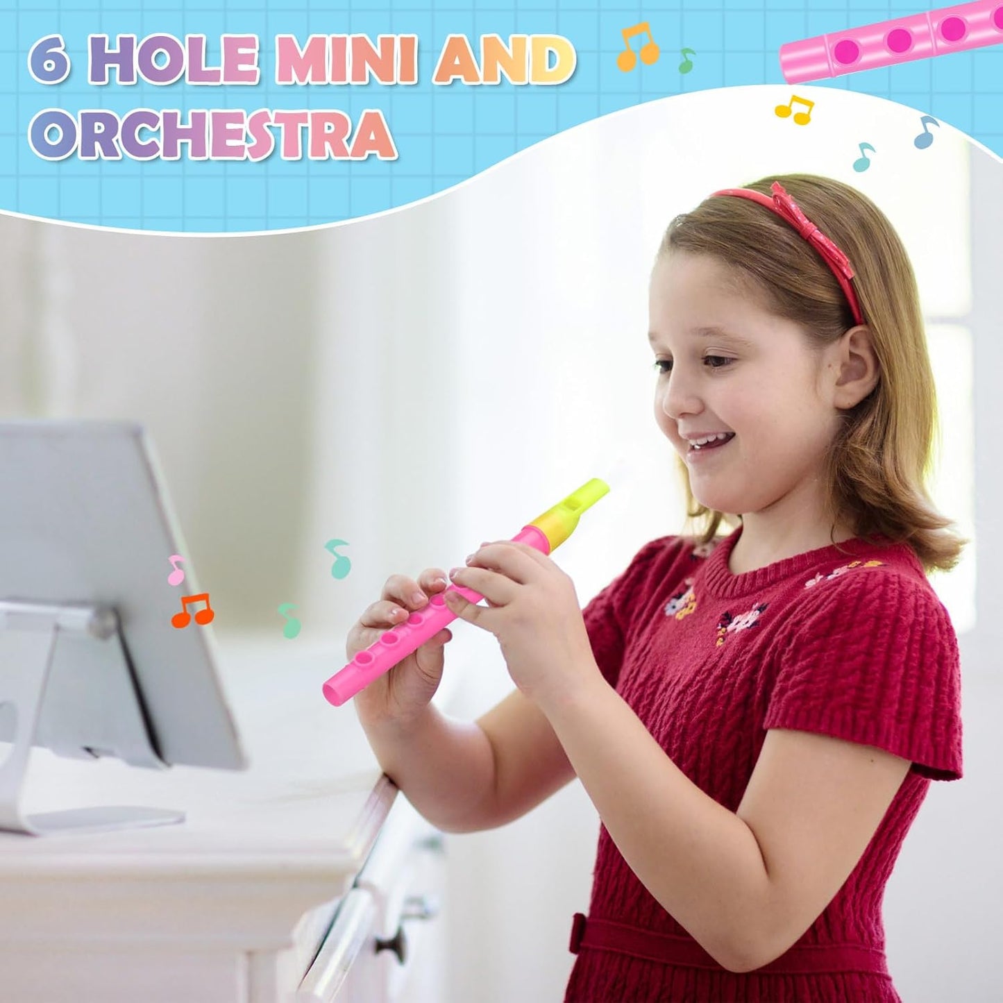 100 Pcs Musical Recorder Bulk 6 Hole Plastic Recorders Kids Flute Music Instruments Descant Soprano Baroque Style Little Plastic Clarinet for Kids Student School Approved Beginner Gift