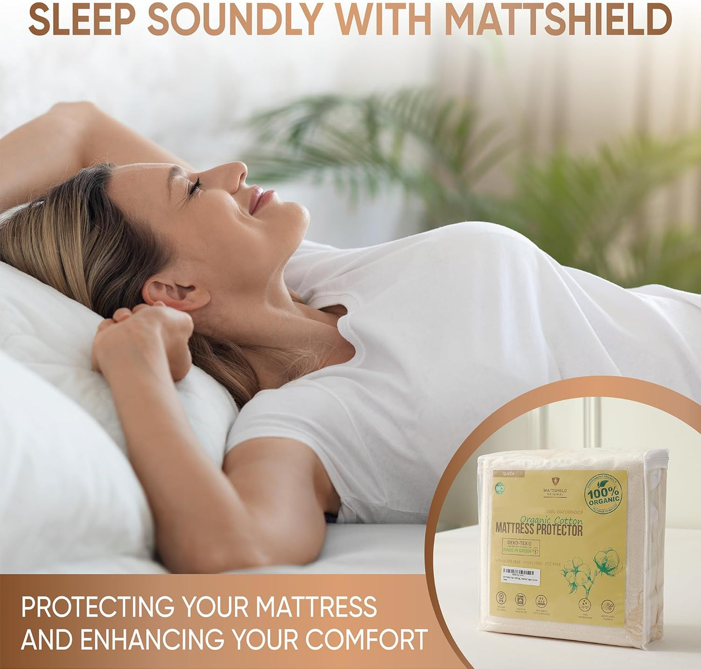 Waterproof Organic Mattress Protector Twin XL - Organic Cotton Breathable Mattress Pad Cover - 250 GSM Comfort - Deep Pocket - Fitted Comfort