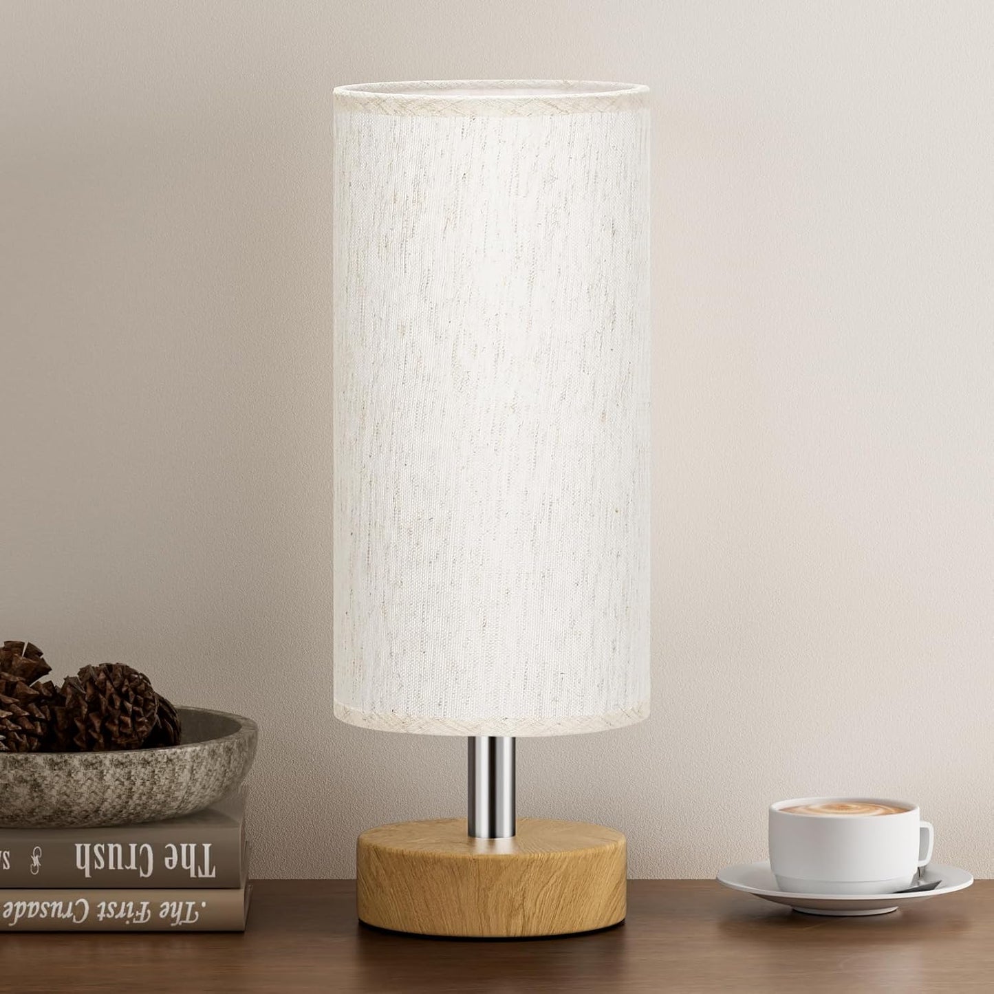 Small Table Lamp for Bedroom - Bedside & Desk Lamp, Minimalist Nightstand Light for Kids, Living & Office Room