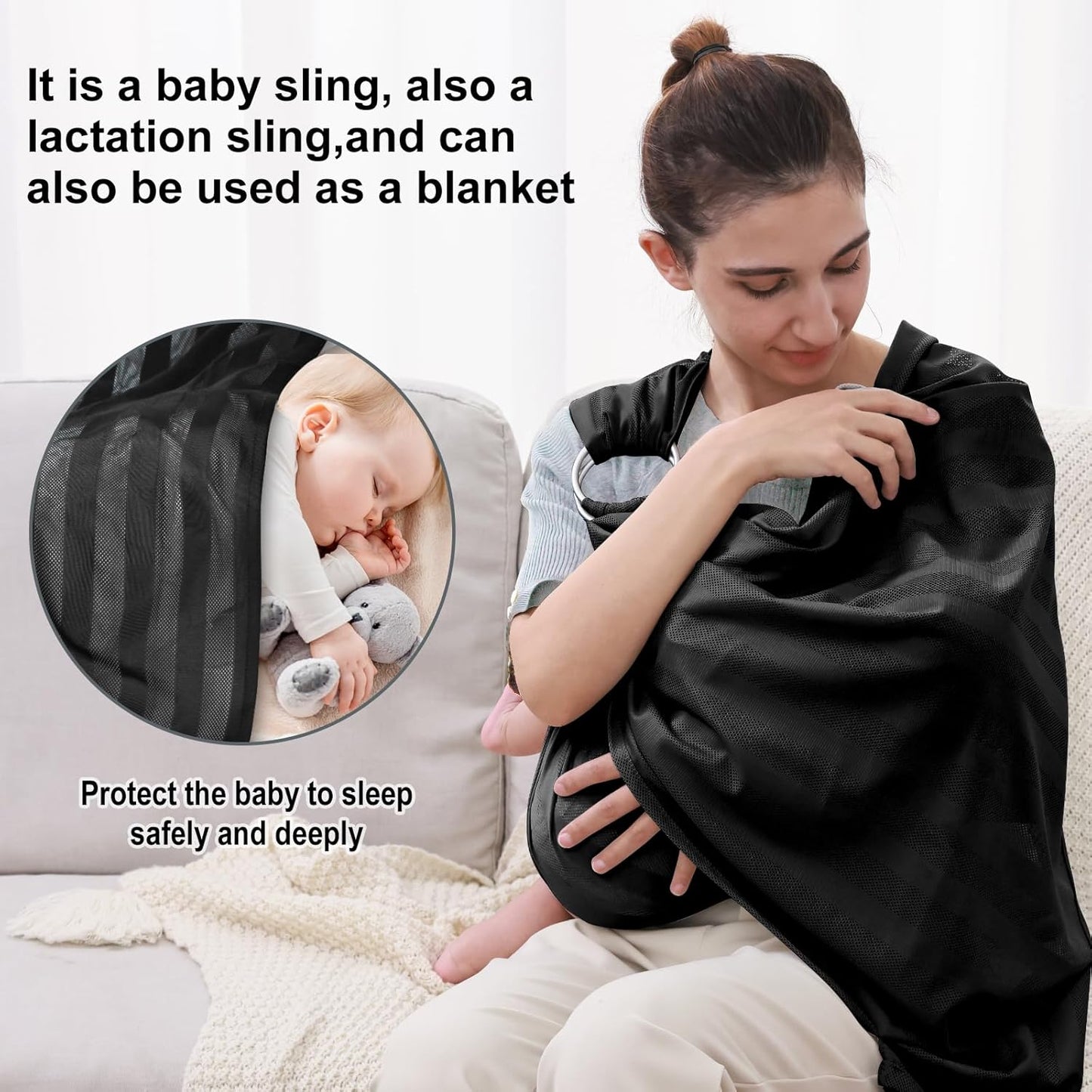 Water Ring Sling Baby Carrier, Adjustable Lightweight Breathable Newborn Carrier Sling for Summer, Swimming, Pool, Beach, Front Chest Mesh Infant Wrap Carrier for Baby Gift（Black）