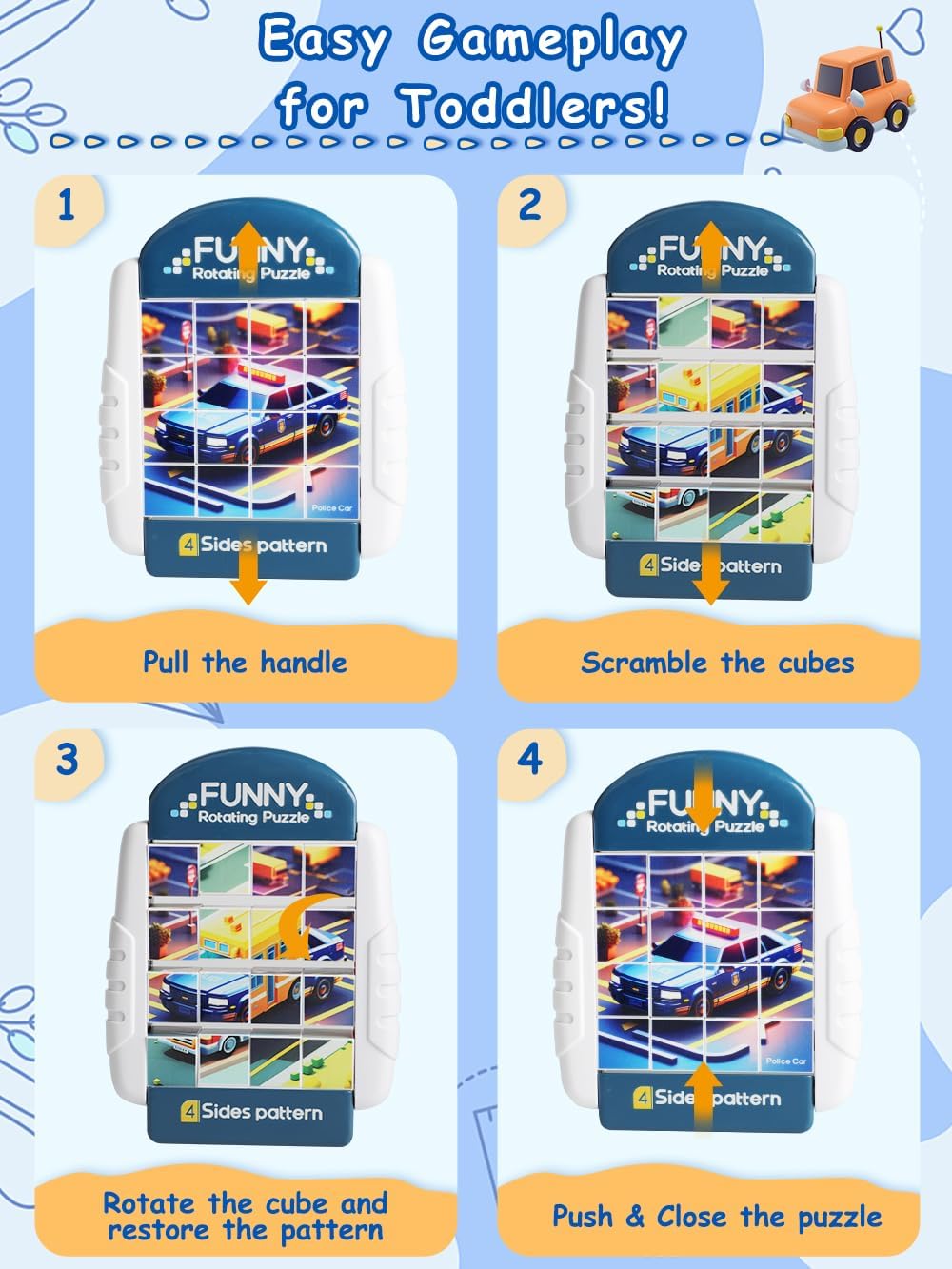 16-Piece Rotating Puzzles for Kids 4-6, Toddlers Puzzles 3-4, Road Trip, Airplane Activities Game, Travel Toys - Brain Teaser, Fine Motor Skills - Birthday Gifts Boys Girls - Special Vehicle