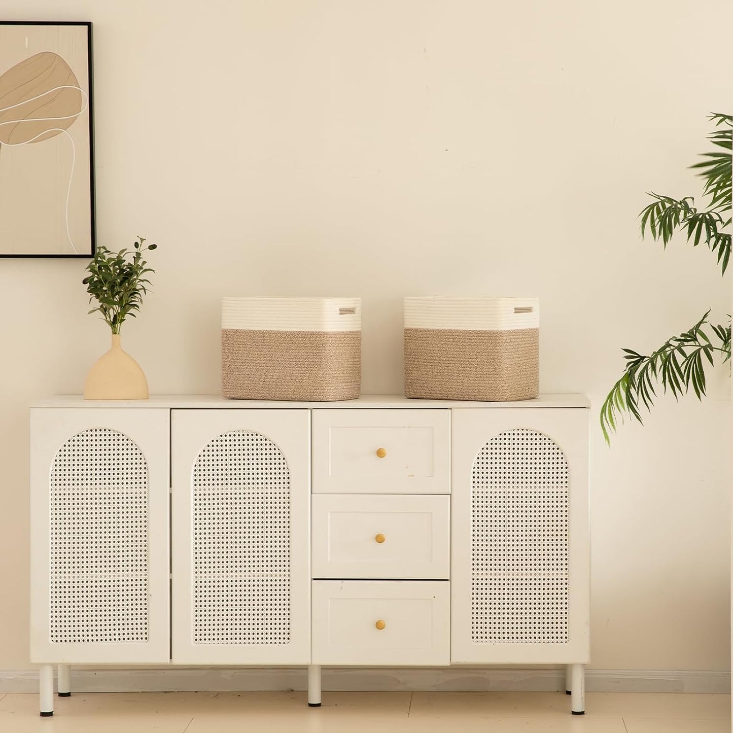 OIAHOMY Storage baskets for Shelf, Toy Storage Basket, Collapsible Storage Bins, Blanket Basket Living Room, Closet Storage for Bedroom, 15 x 9.8 x 11.8 Inches-Pack of 2-Brown, FSB-H-P-02