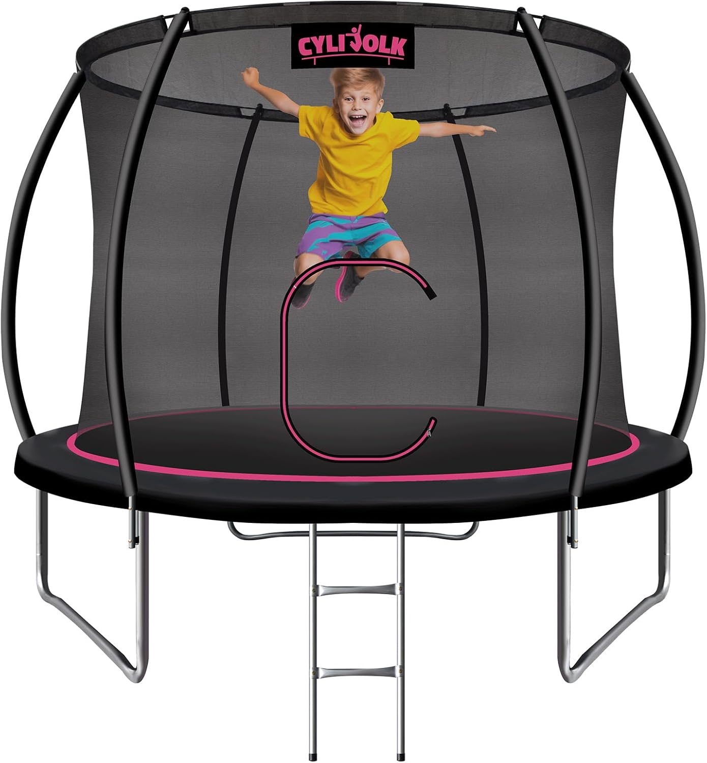 Trampoline for Kids, Heavy Duty Recreational Trampolines Toddler Trampoline with Enclosure Net Ladder Indoor Outdoor Trampoline CPC Approved