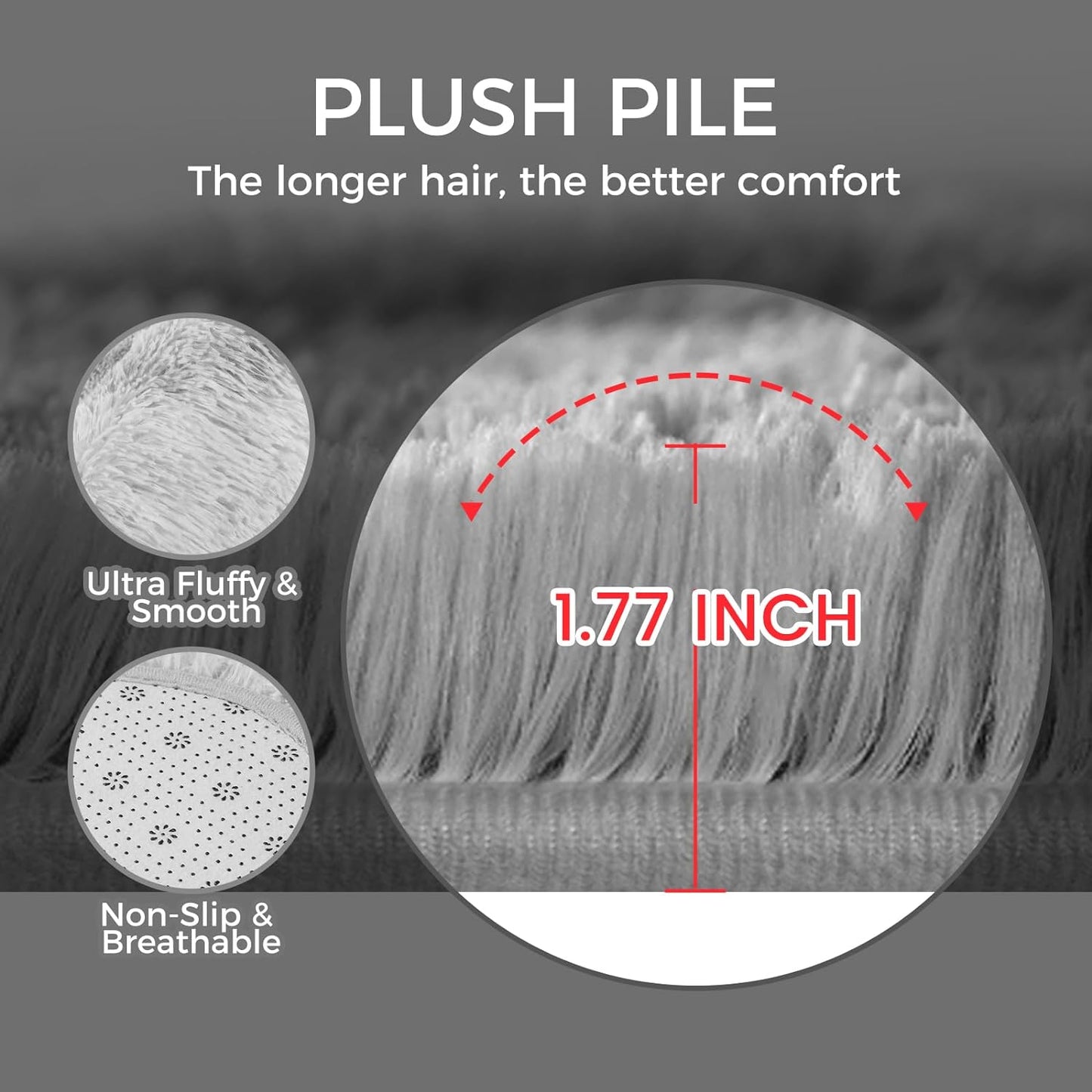 Ultra Soft Rug for Living Room, 4X6 Fluffy Shag Area Rug for Bedroom, Modern Shaggy Carpets Fuzzy Rug for Teens Dorm Nursery Home Decor Aesthetic, Upgrade Anti-Skid Durable, Tie-Dyed Light Grey