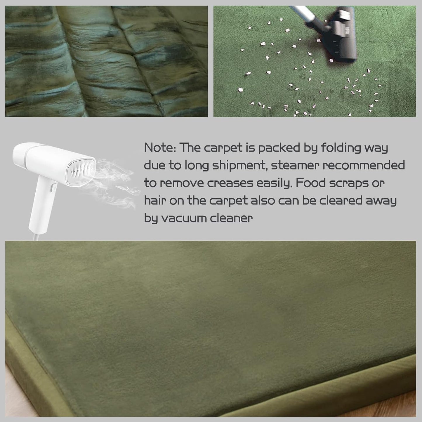 MAXYOYO Coral Velvet Area Rug, Thick Japanese Tatami Mat Living Room Carpet with Non-Slip Backing, Large Solid Color Mat for Bedroom Dormitory Yoga, Olive Green, 59"x 78"