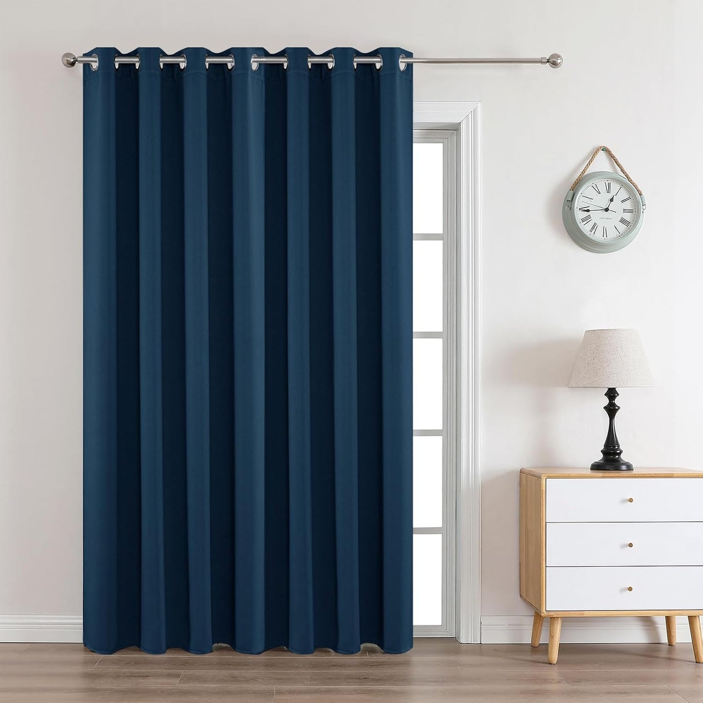 Joydeco Blackout Curtains 95 Inches Long 1 Panel, Thermal Insulated Long Curtains& Drapes 1 Piece, Room Darkening Grommet Drapes for Living Room Bedroom Window (W70 x L95 Inch, Navy Blue)