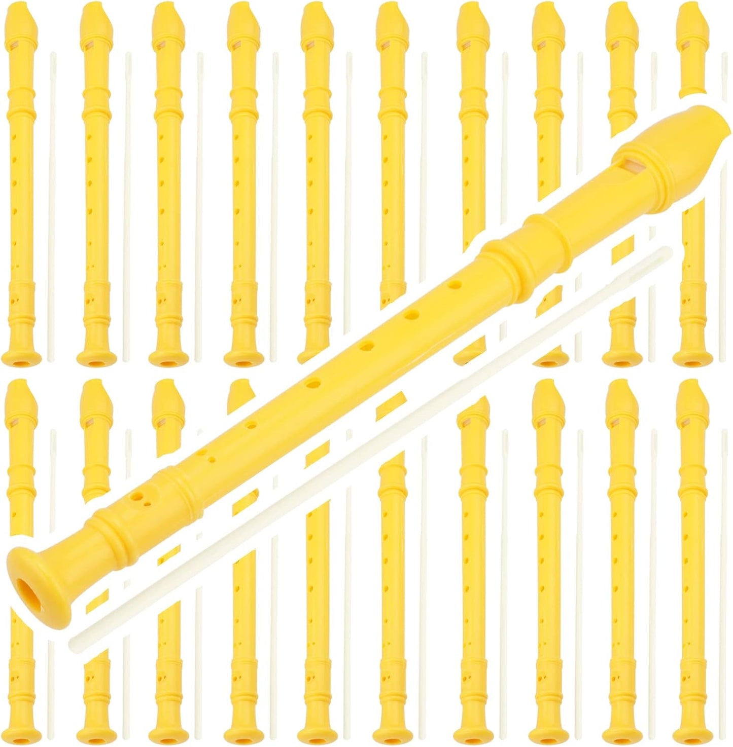 20 Pack Descant Soprano Recorder, 8 Hole Soprano Recorder Recorder Instrument with Cleaning Rod for Beginners, Yellow