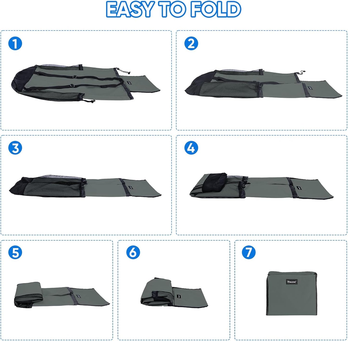 BALEINE 150L Laundry Bag Backpack, 900D Oxford Fabric Large Travel Laundry Bags with Shoulder Straps and 2 Mesh Pockets for College Dorm, Apartment, Laundromat (Dark Grey, 150L)