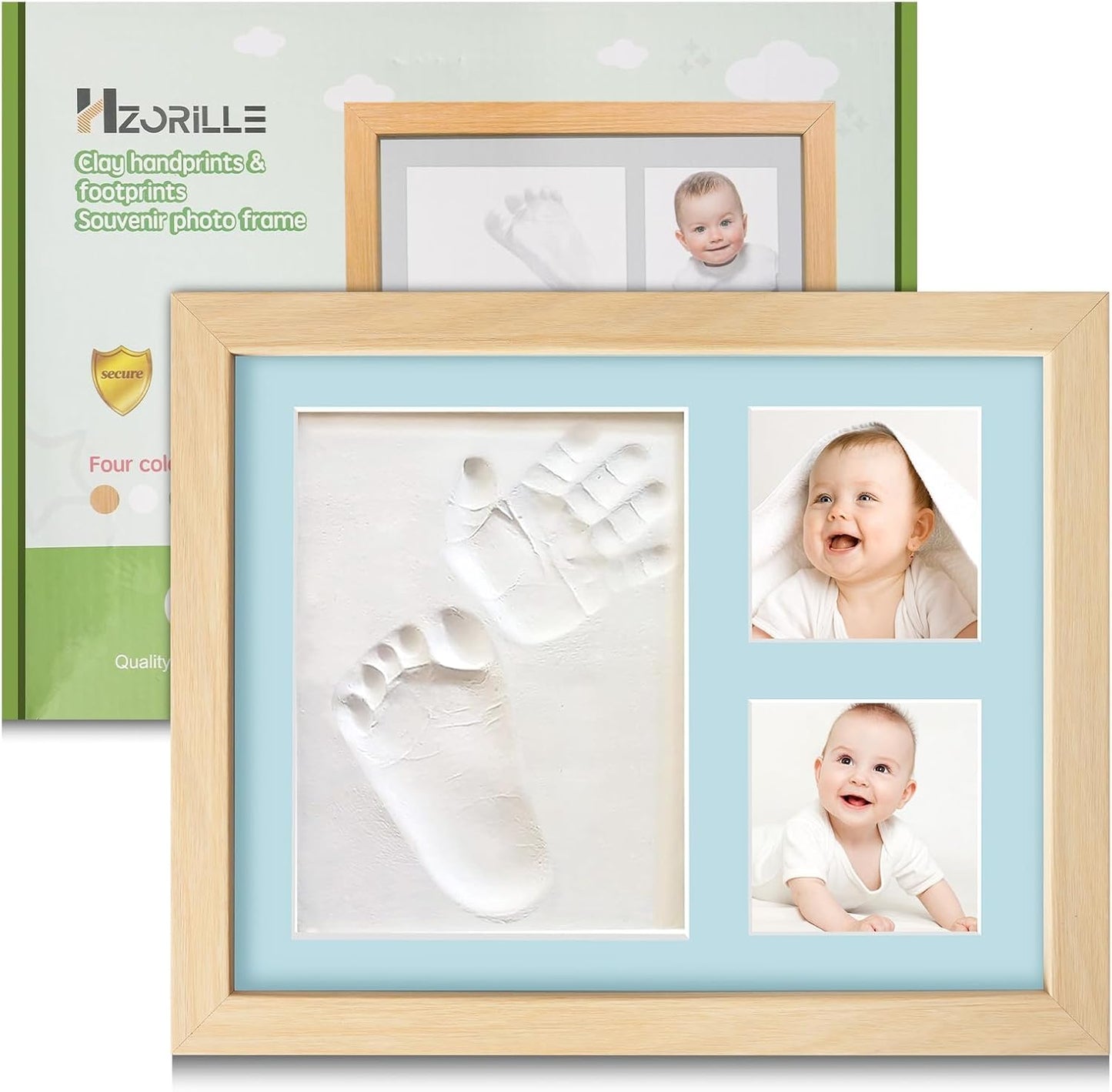 Baby Footprint Kit, Newborn Foot and Hand Print Kit, Baby Keepsake Frame, Nursery Pictures Frames(Walnut)