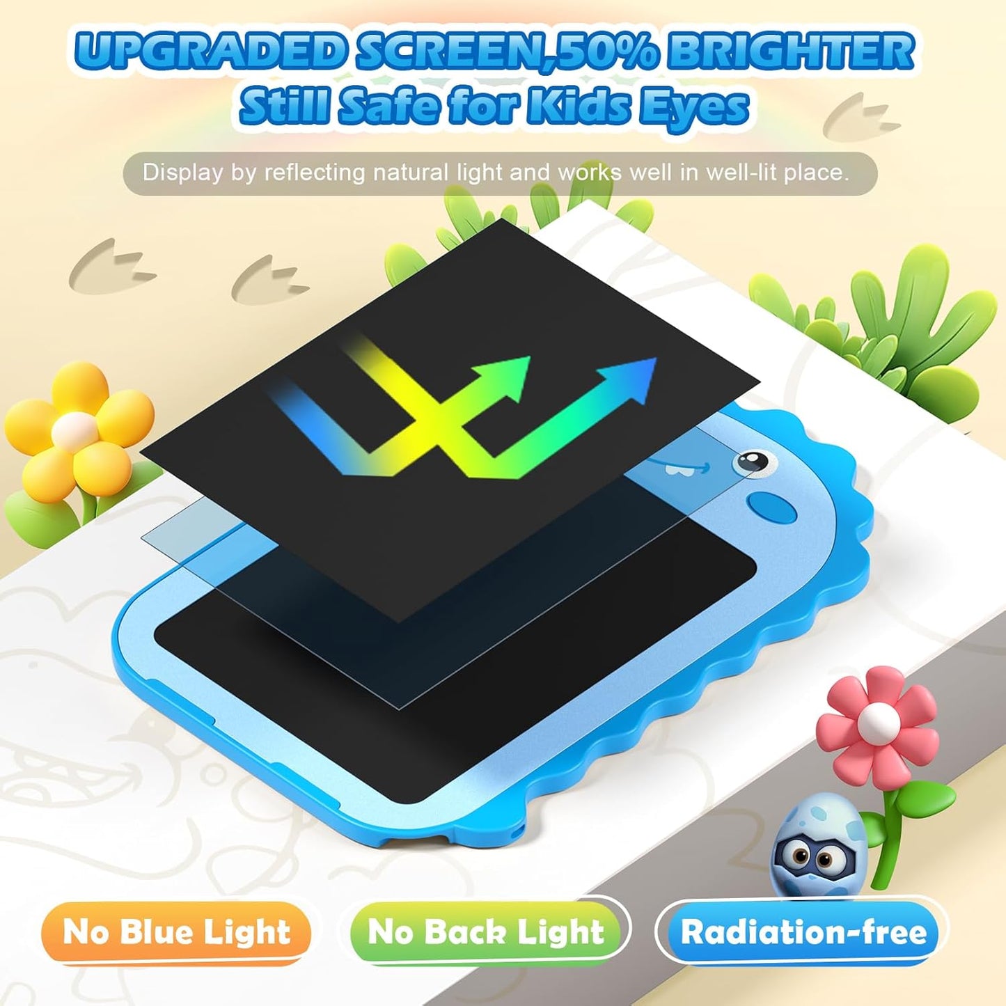 2 Pack LCD Writing Tablet for Kids, 6.5 Inch Colorful Doodle Board Drawing Tablet, Educational Kid Toys, Doodle Pad Dinosaur Toys for 3 4 5 6 7 8 Year Old Boys Girls