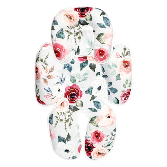 2 in 1 Infant Car Seat Insert, Car Seat Head Support Baby Girls Boys, Soft Newborn Carseat Insert Cushion, Perfect for Carseats, Strollers, Swings (Rose Flower)