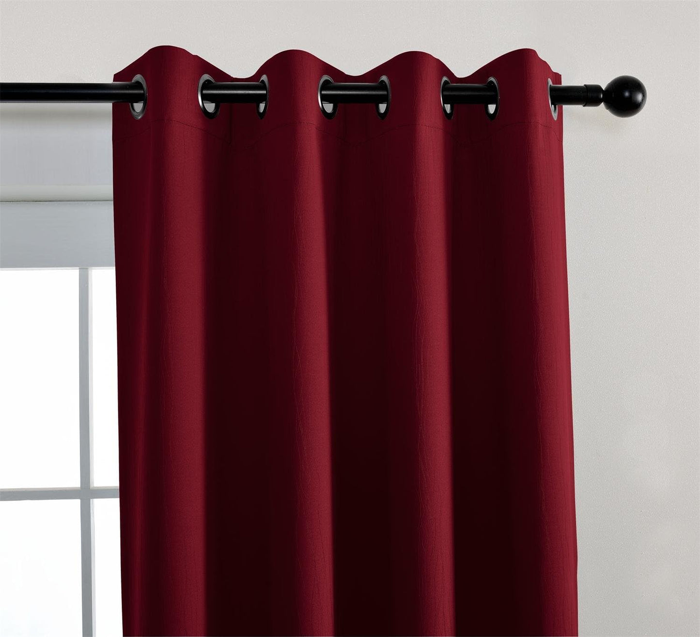 MIUCO Room Darkening Textured Grommet Thermal Insulated Blackout Curtains for Bedroom 2 Panels 52x95 Inch Burgundy