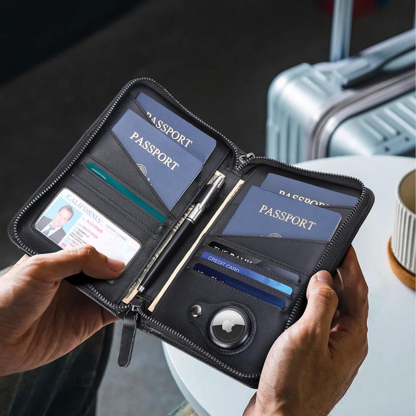 Polare Full Grain Leather Passport Holder Cover Case for Men and Women RFID Blocking Family Travel Wallet Holds 6 Passports