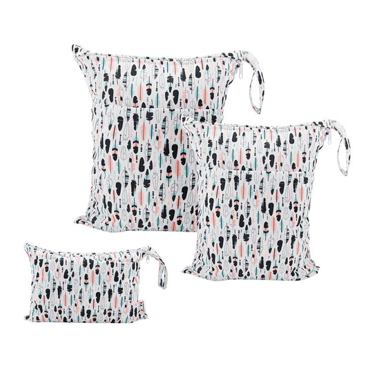 ALVABABY 3pcs Baby Cloth Diaper Wet Dry Bags Waterproof Reusable with Two Pockets Travel Beach Pool Daycare Soiled Baby Items Yoga Gym Bag for Swimsuits or Wet Clothes 3L-H1