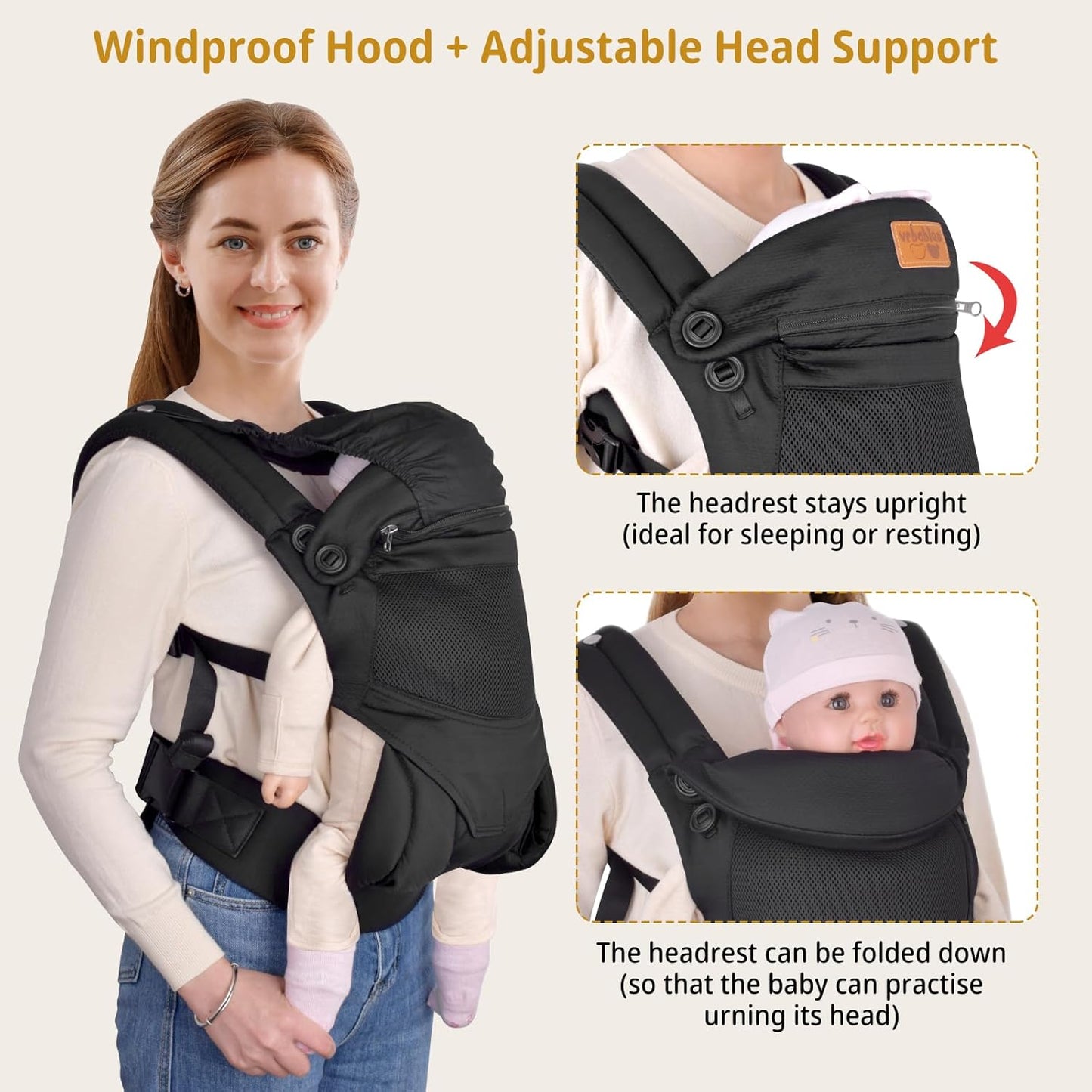 New Upgrade Ergonomic Baby Carrier Newborn Toddler Wrap Carrier,Hands Free Baby Sitting Sling,Breathable,Perfect for Infants/Chest Sling for Babies Shower Gift (Ink-Black, Upgrade-with Belt)