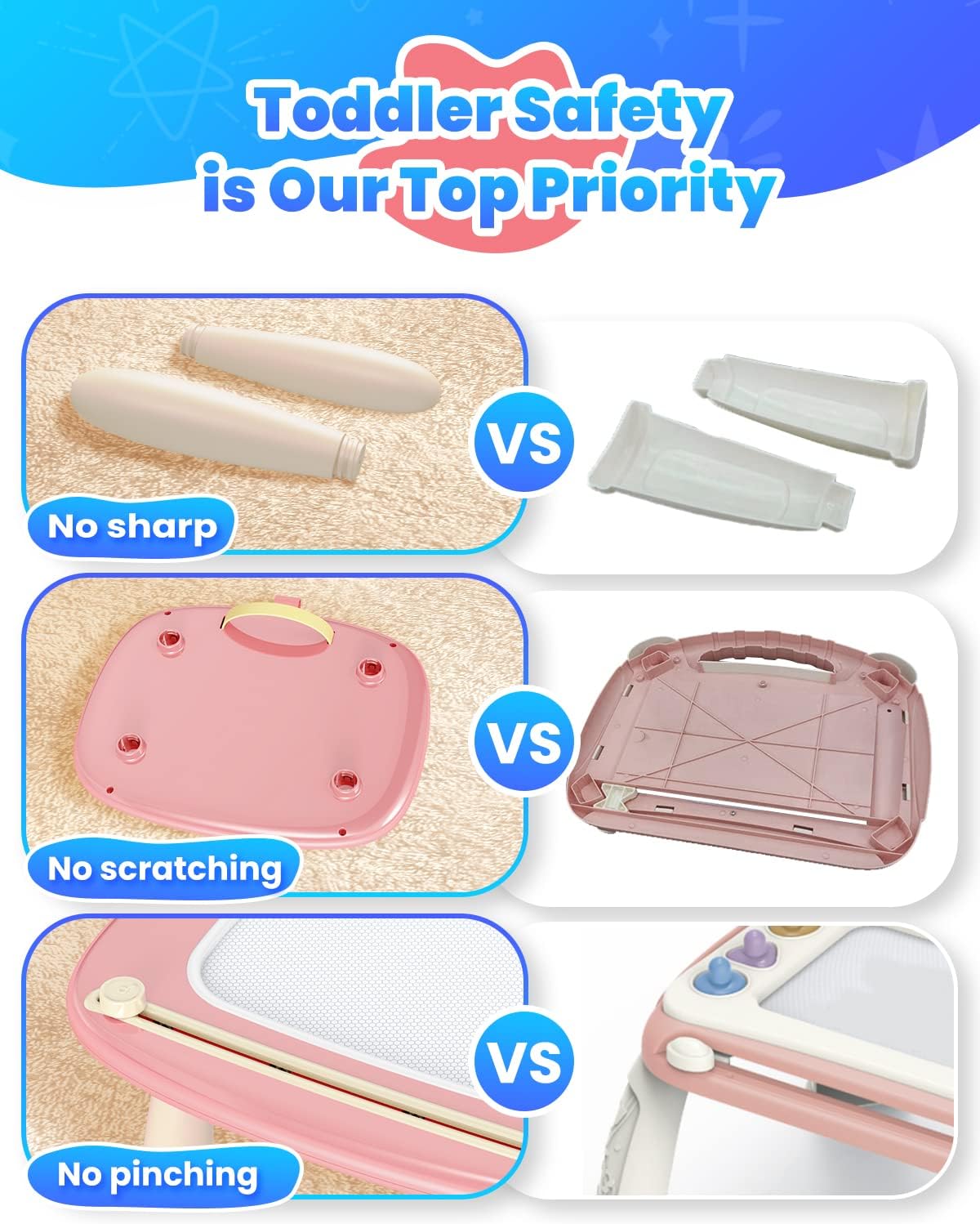 Magnetic Drawing Board, Toddler Girl Toys for 1-2 Year Old, Doodle Board Pad Learning and Educational Kids Toys for 1 2 3 Year Old Baby Girl Birthday Christmas GIF- Pink