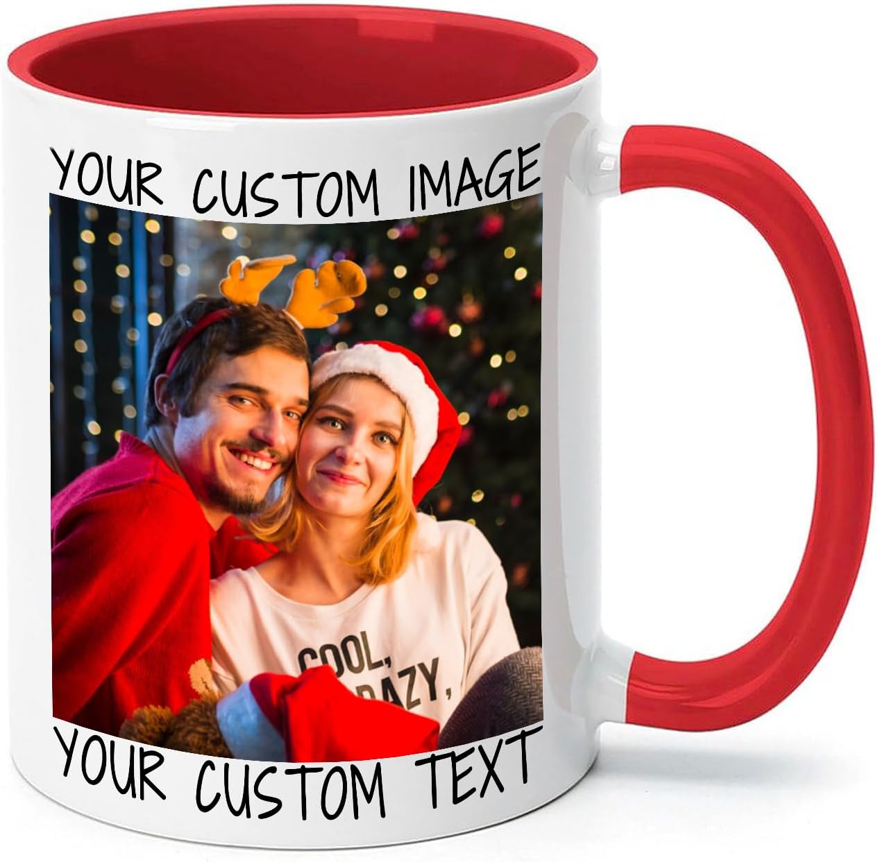 Ship Next Day Custom Mug Design Your Own Photo Text Personalized Picture Gifts for Women Men Customized Gifts Idea Personalized Coffee Mugs 11oz Red Handle
