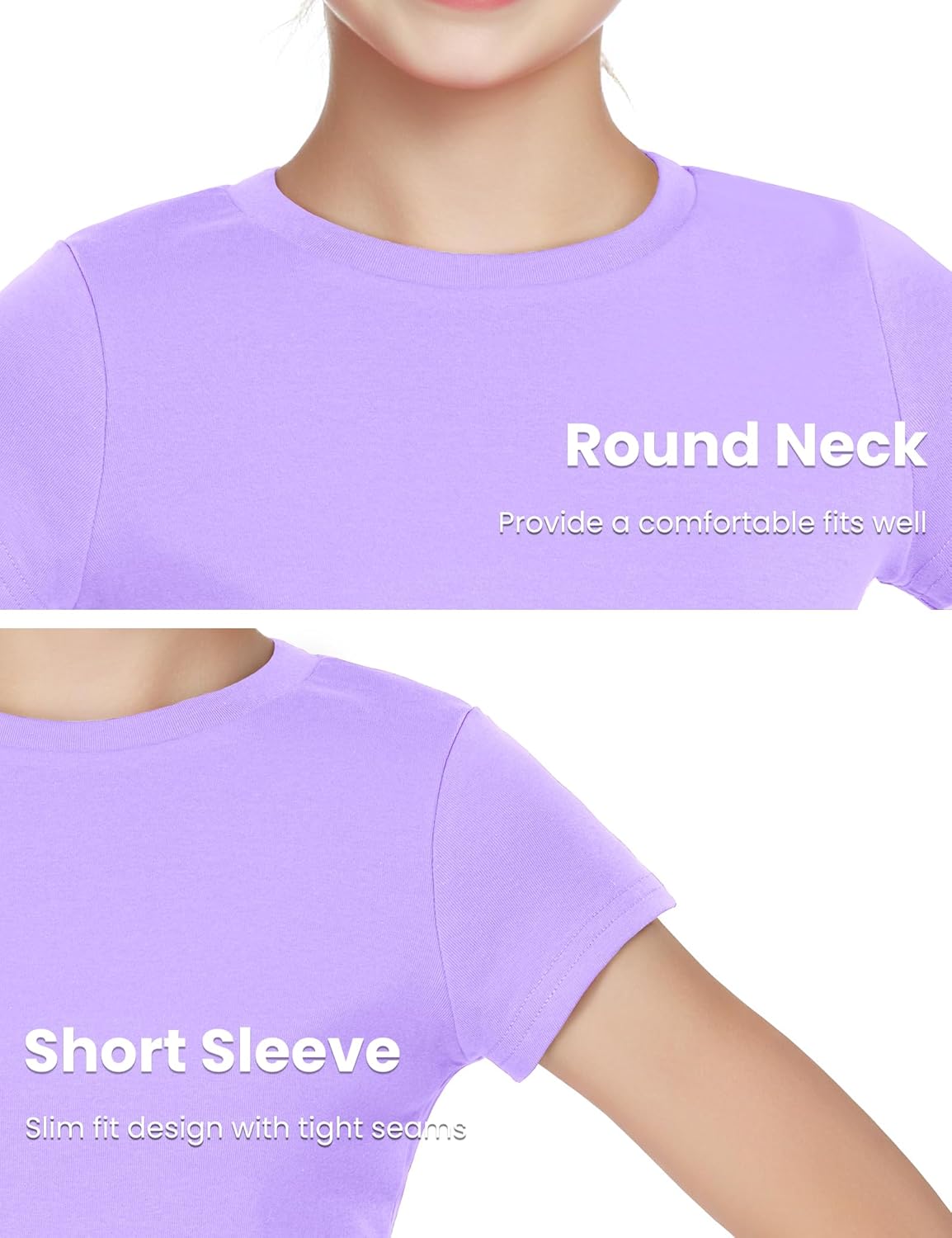 Auranso Girls Crop Tops Summer Short Sleeve Round Neck T Shirts Basic Tee for Kids