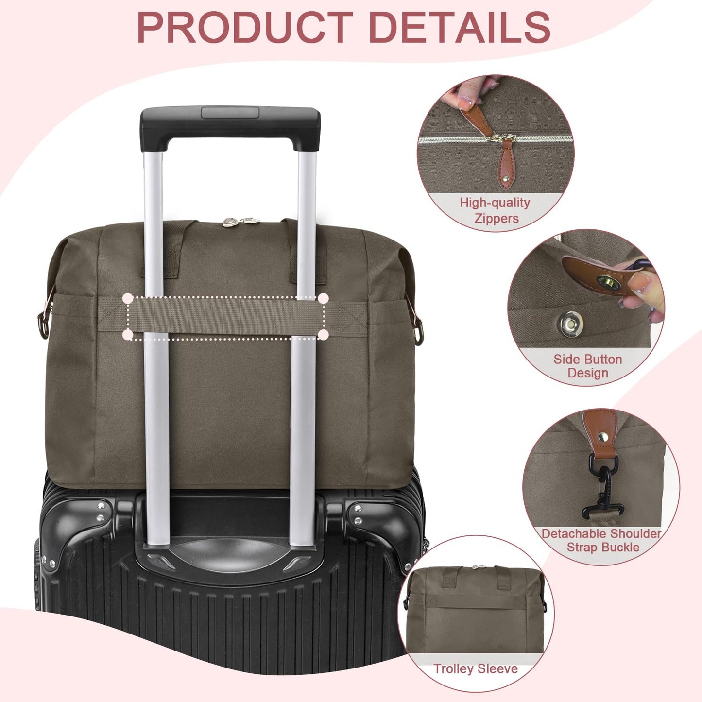 Diaper Bag Tote, Diaper Baby Bags with Pacifier Case, Shoulder Straps, Stroller Clips, Waterproof Large Mommy Maternity Travel Baby Bag for Mom and Dad, khaki, Medium