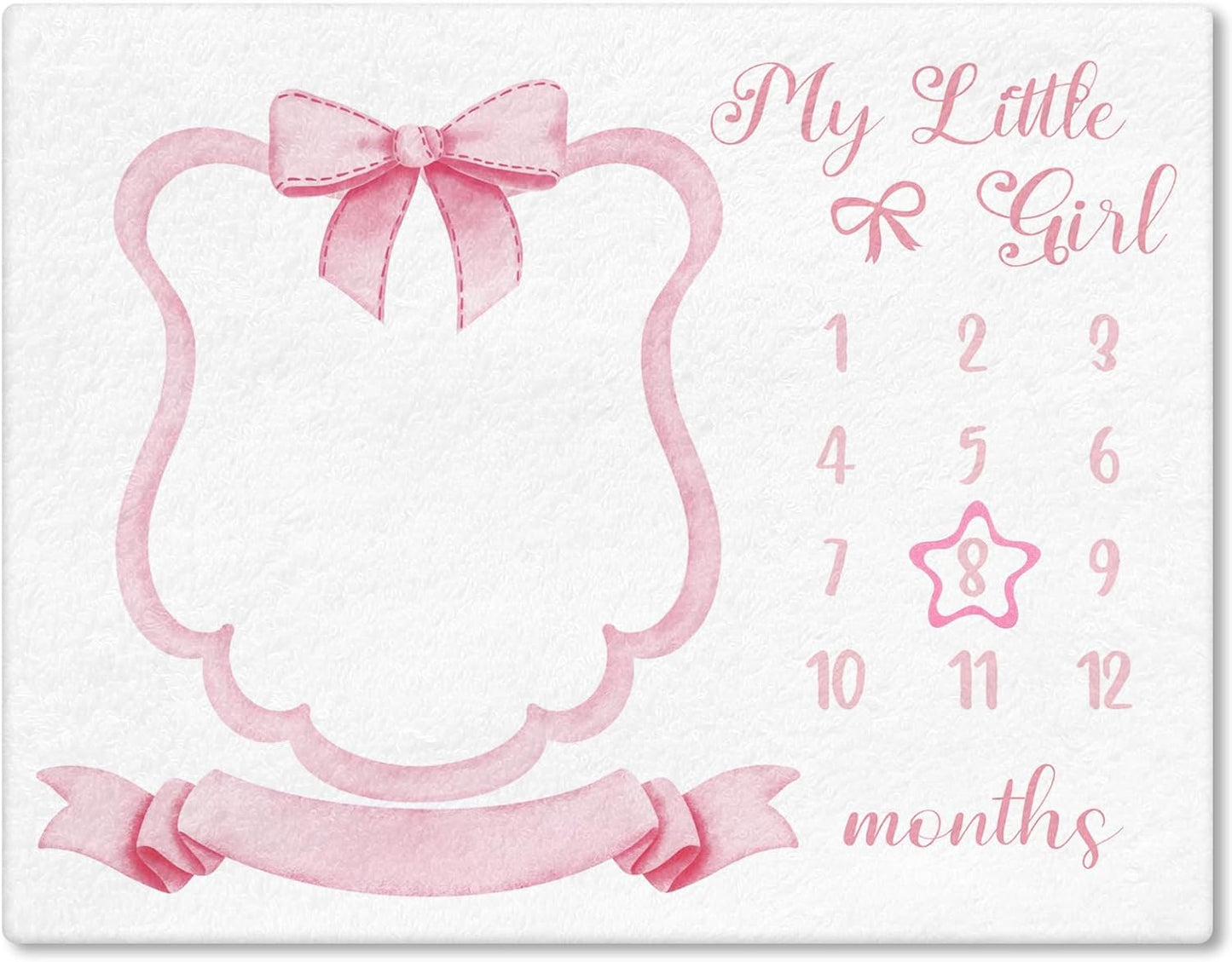 Trendy Pink Bow Coquette Baby Milestone Blanket Coquette Flannel Blanket Newborn Infant Swaddle Growth Baby Frame for Boys Girls Nursery (Bow, Pink)