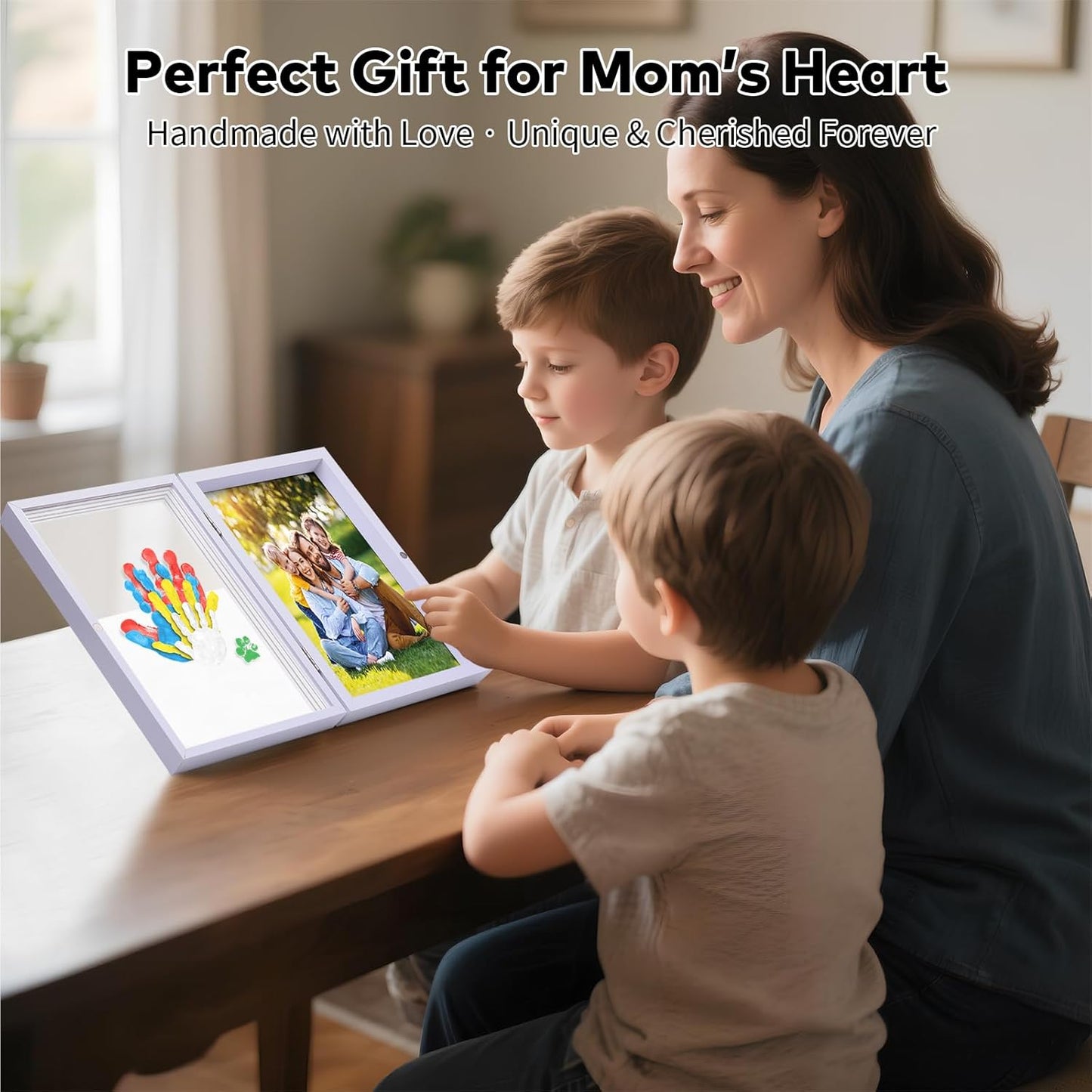 Family Handprint Kit, DIY Craft Keepsake, Hand Print Photo Frame, Family Gifts for New Mom, New Baby, New Parents, Grandparents, Mother's Day, Father's Day, Adoption Day, Anniversary