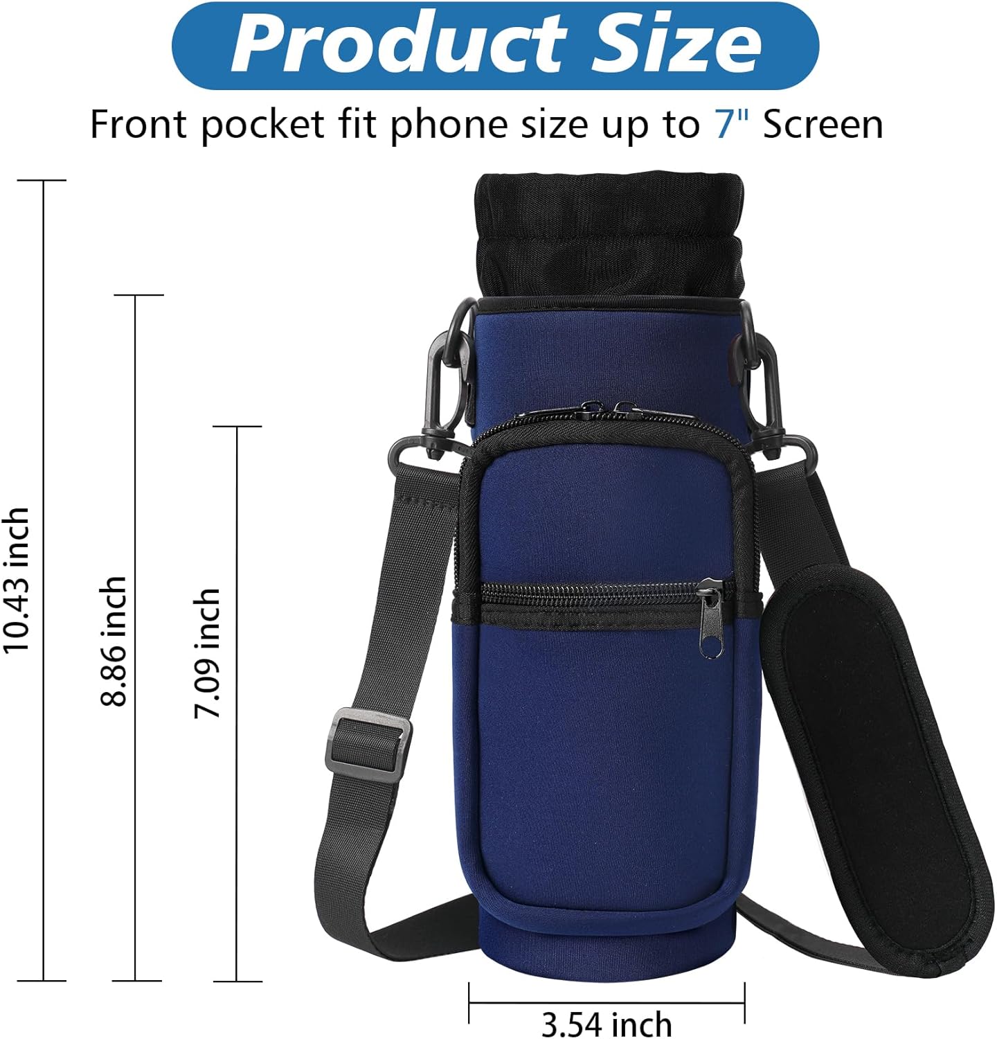 32 40 oz Water Bottle Carrier with Strap, Neoprene Water Bottle Sleeve Bag with 2 Pockets Insulated Flask Sling Holder for Walking Hiking Gym