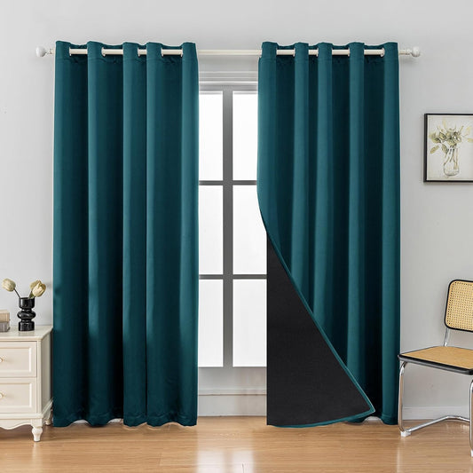 Anytime 100% Blackout Curtain Set, Thermal Insulated & Energy Efficiency Window Draperies for Guest Room, Full Shading Panels for Shift Worker and Light Sleepers（Greyish Blue, 2 Panels, 70W x 95L）