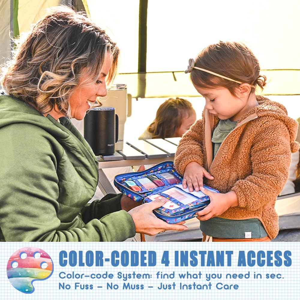 EVERLIT Care Rescue Pack | Family-Friendly First Aid Kit for Kids with 200 Pcs Medical Supplies | Travel-Friendly Compact Storage Bag for Home, Car, Travel, Camping, Adventure (Splatter)