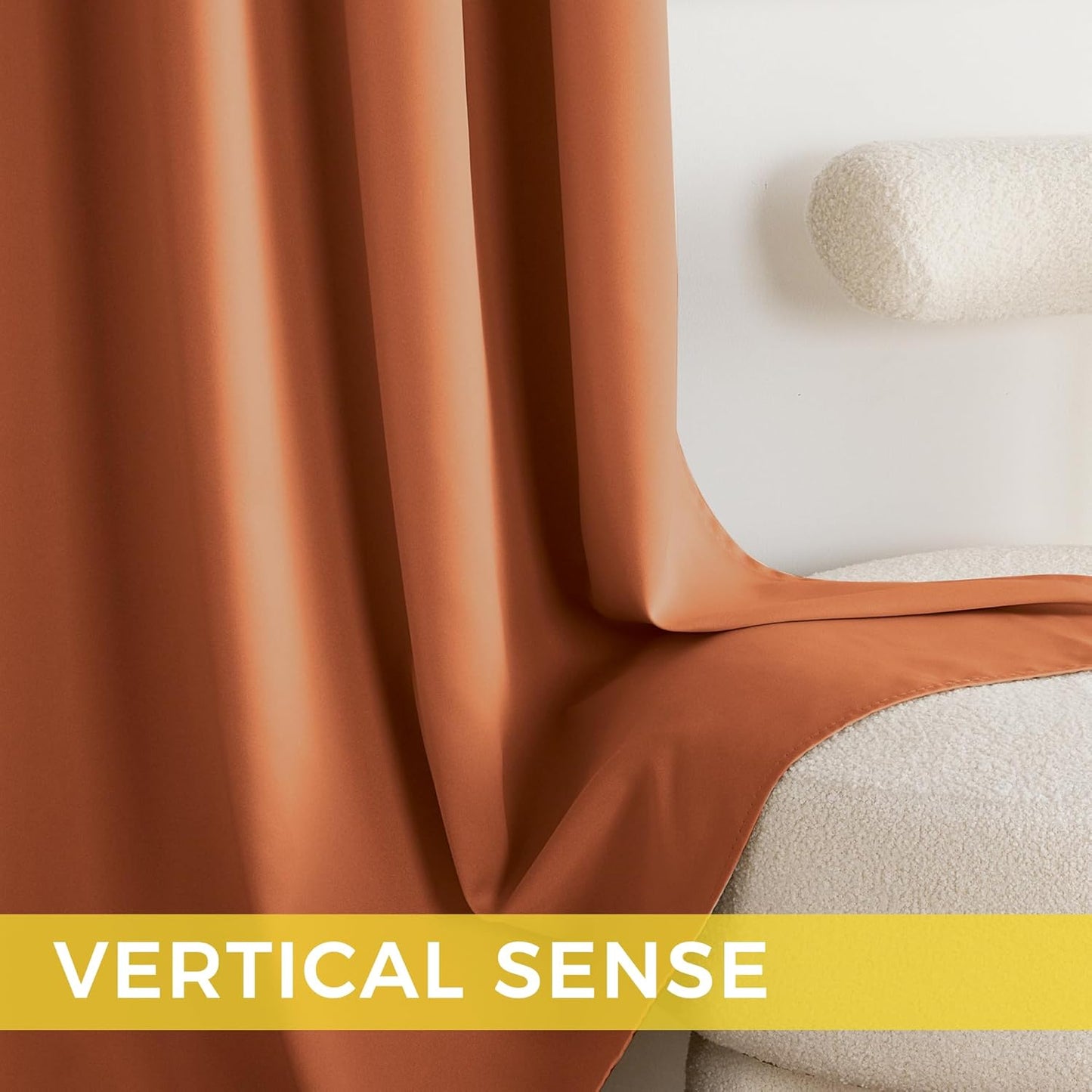 NICETOWN Burnt Orange Curtains for Living Room 84 inches Long 2 Panels, Thermal Grommet Curtains for Living Room, Noise Reducing Privacy Window Treatment Shades for Bedroom, Laundry Patio, W52