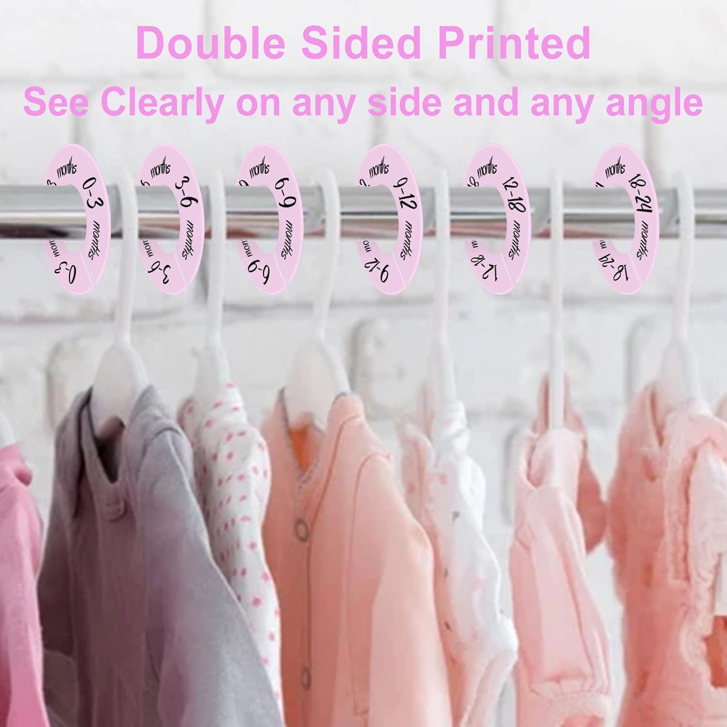 Pro Goleem Baby Closet Dividers Pink Baby Closet Organizer for Nursery Baby Clothes Size Age Dividers Fits 1.5" Rod 6 PCS