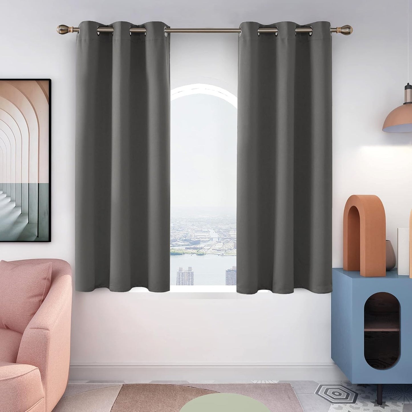 Deconovo Blackout Curtains, Room Darkening Thermal Insulated Window Drapes, Noise Reducing, Grommet Top, 2 Panels 42W x 54L Inch Machine Washable for Bedroom Living Room Nursery Light Grey