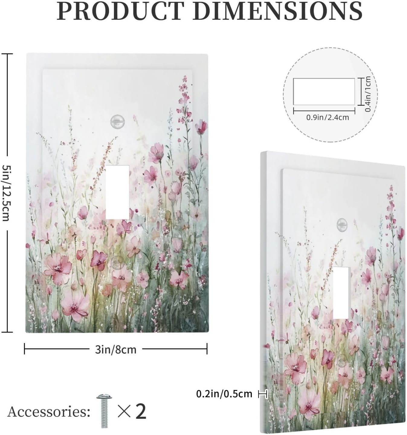 Decorative Light Switch Cover Wildflower Botanical Watercolor Floral 1 Gang Single Toggle Device Electrical Faceplate Switchplates Decorator Outlet Wall Plate For Bed Room Living Room