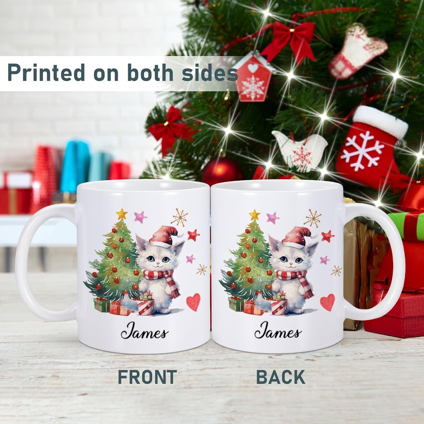 Custom Christmas Coffee Mug Personalized Hot Chocolate Mug for Kids Customized Hot Cocoa Cups with Name 11oz Ceramic Santa Mugs Winter Holiday Xmas Mugs Christmas Gifts for Family Kids Xmas Decor