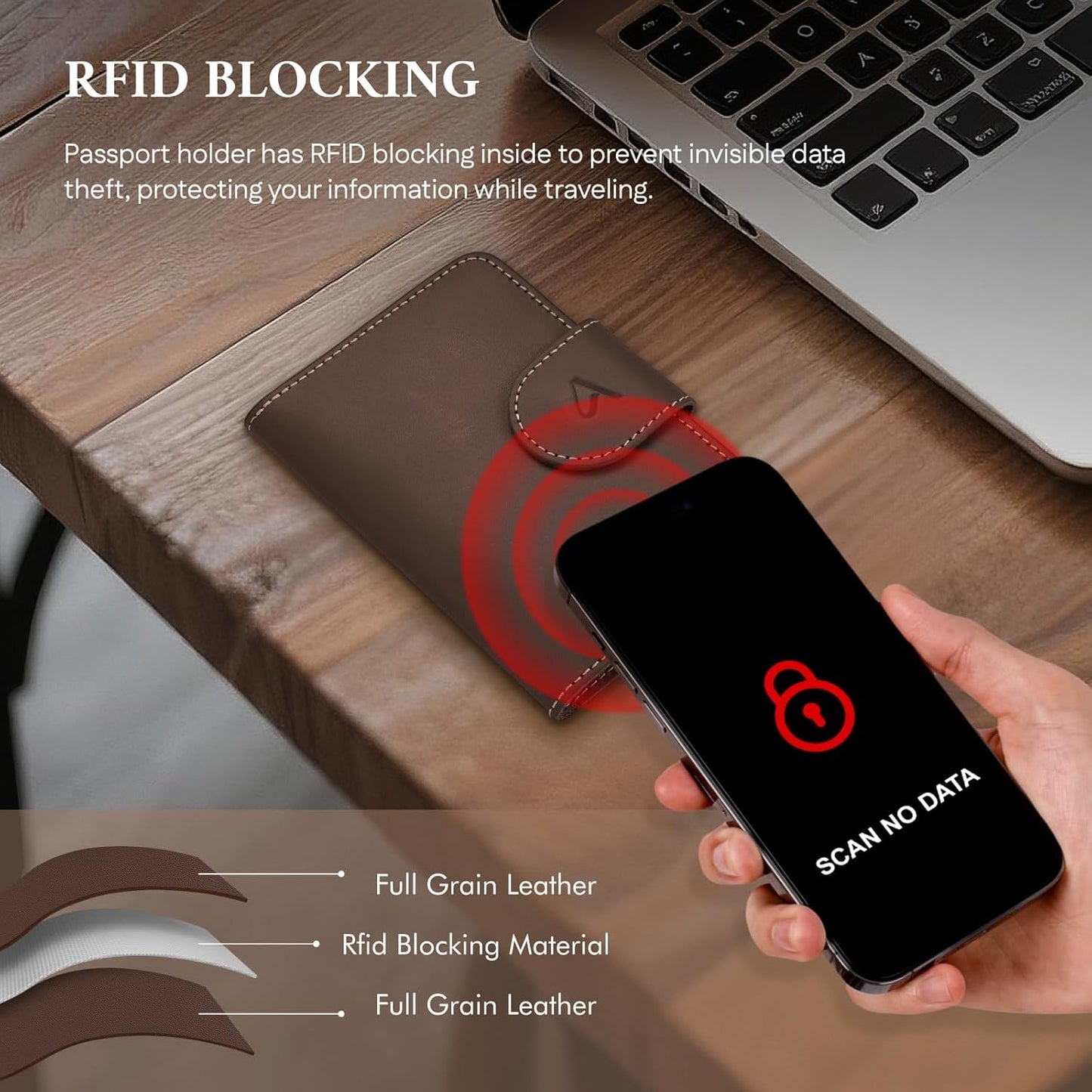 ALLIVE Passport Holder for Travel, Genuine Leather Passport Holder with AirTag Hidden, Rfid Passport Cover Travel Wallet for Airport Essentials, Travel Must Haves Gifts (Coffee Brown)