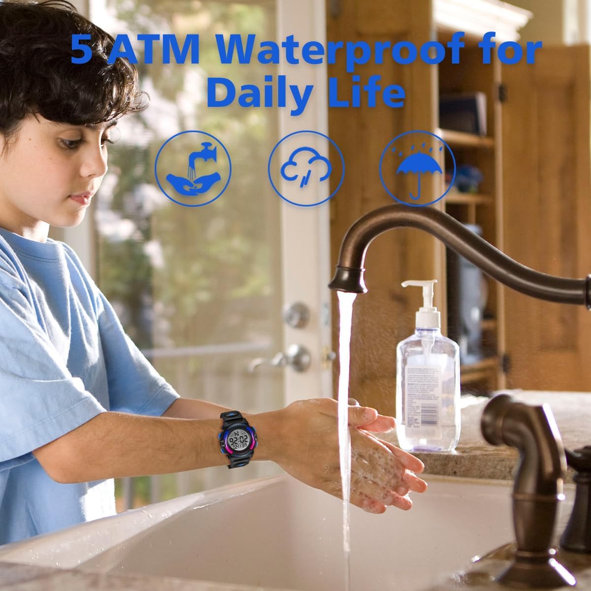 Kids Watch,Boys Watch for 3-15 Year Old Boys,Digital Sport Outdoor Multifunctional Chronograph LED 50 M Waterproof Alarm Calendar Analog Watch for Children with Silicone Band,Kids Gift