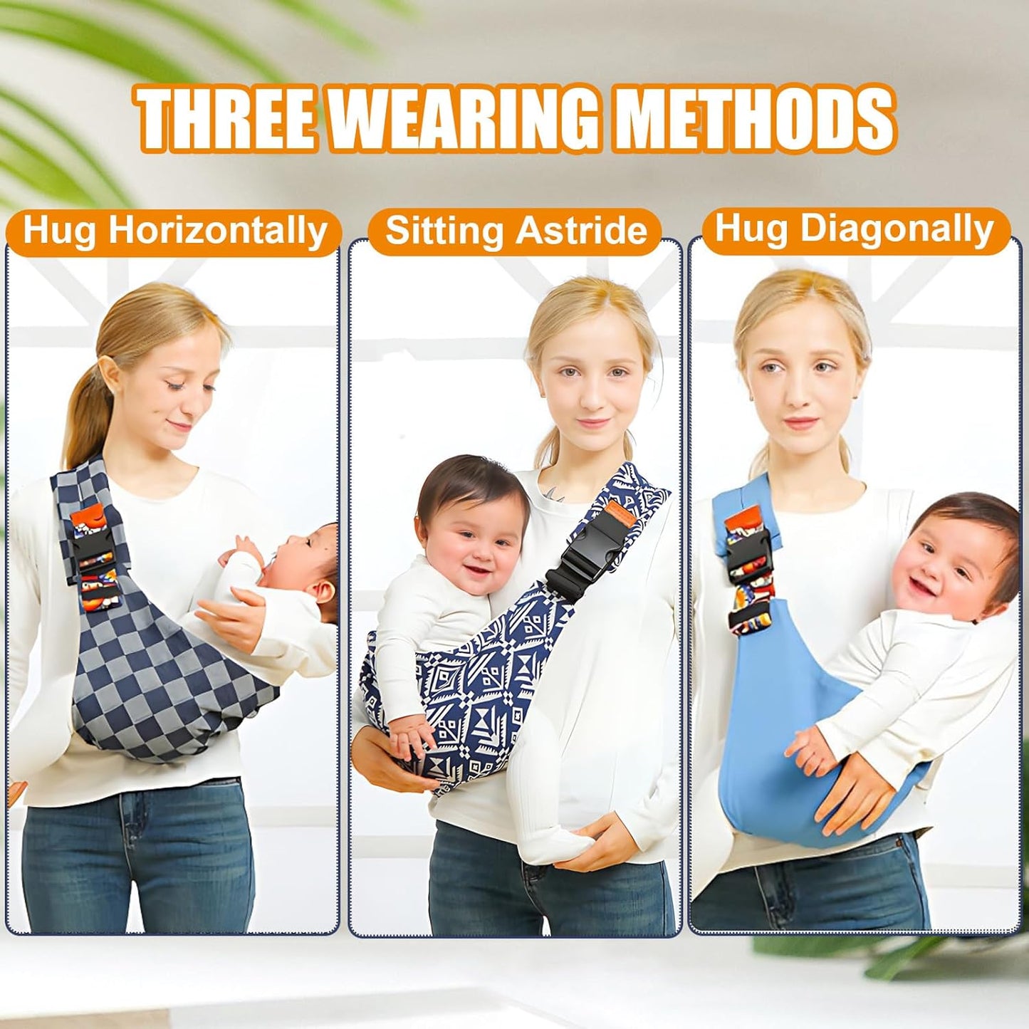 Baby Sling Carrier Newborn to Toddler Adjustable One-Shoulder Design with Hip Seat Support, Labor-Saving Baby Wraps Carrier 10-30 lbs(Leaf)