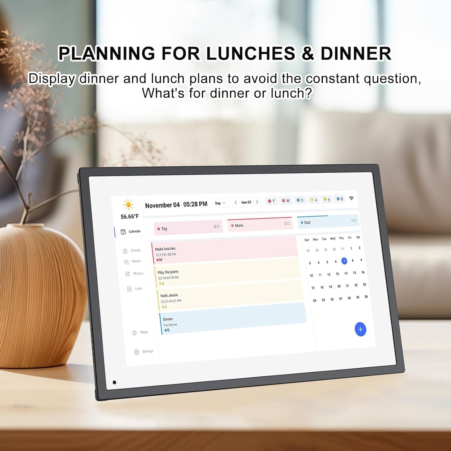 10.1 Inch Smart Digital Calendar Planner & Chore Chart, IPS HD Touchscreen Interactive Display for Family Schedules, Built-in Digital Picture Frames Function - Streamline Household Organization
