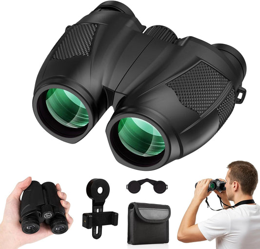12x30 Compact Binoculars for Adults and Kids, High Power Lightweight Small Binoculars with Phone Adapter for Cruise Ship Hiking Bird Watching Sports Safari Viewing Football Sports Concert