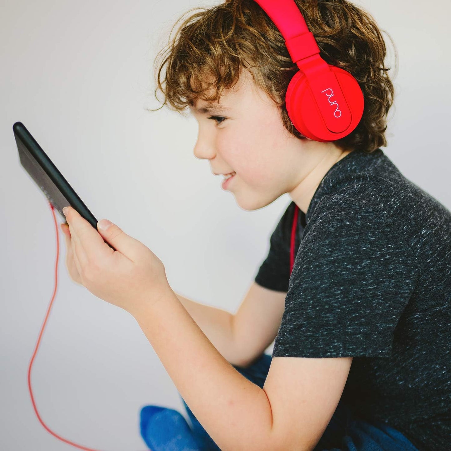 Puro Sound Labs PuroBasic Wired Headphones for Kids - Volume-Limiting & Adjustable with Microphone – Compatible with Smartphones, Tablets, PCs, and More – Safe, Durable Headphones for Kids – Red