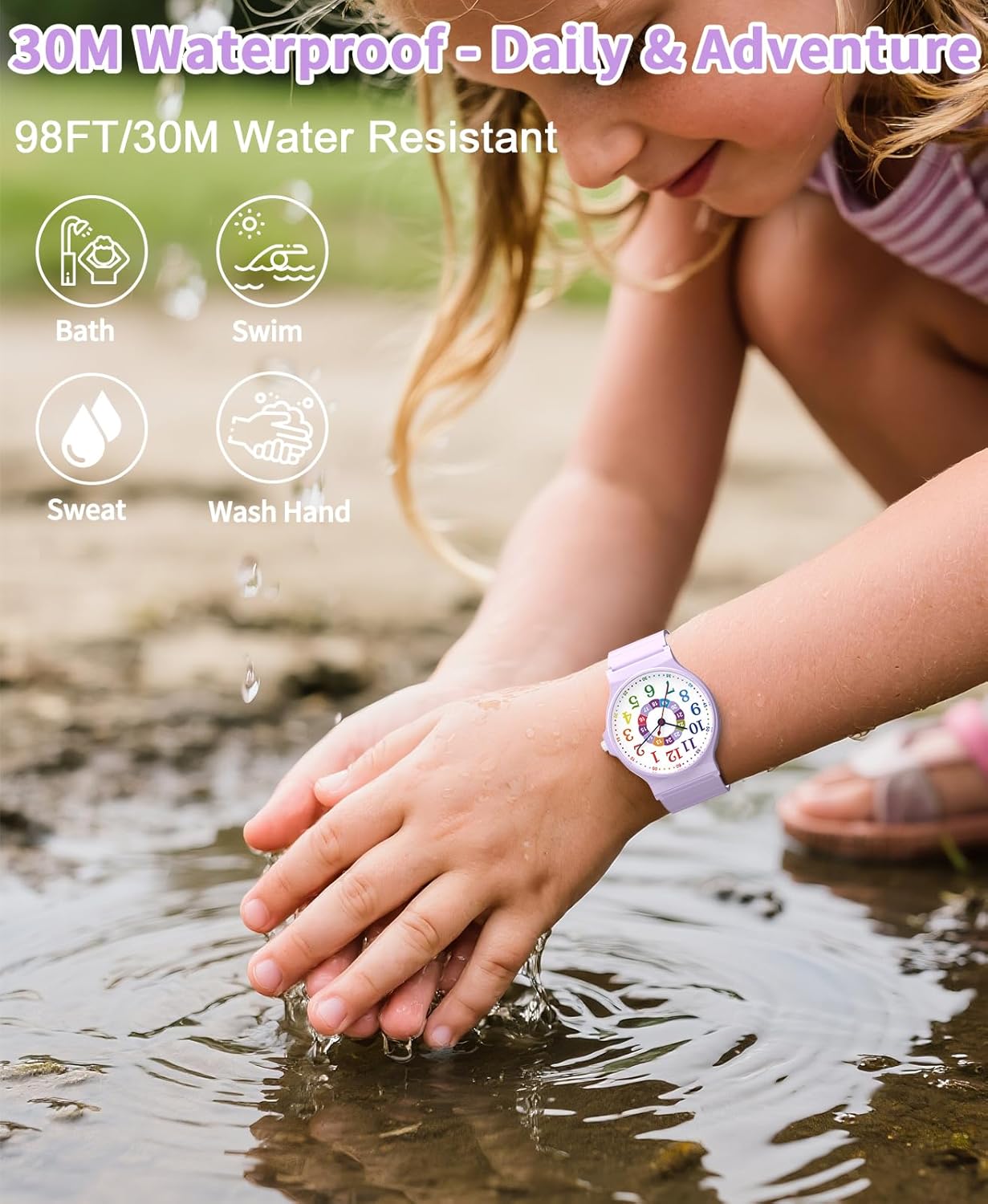 Kids Analog Watch Boys Girls, 30M Waterproof, Sports Watch for Boys, Easy to Read Children's Thin Dial Wrist Watches with Soft Band, for Ages 5-15 Kids Great Birthday Gifts Christmas Day