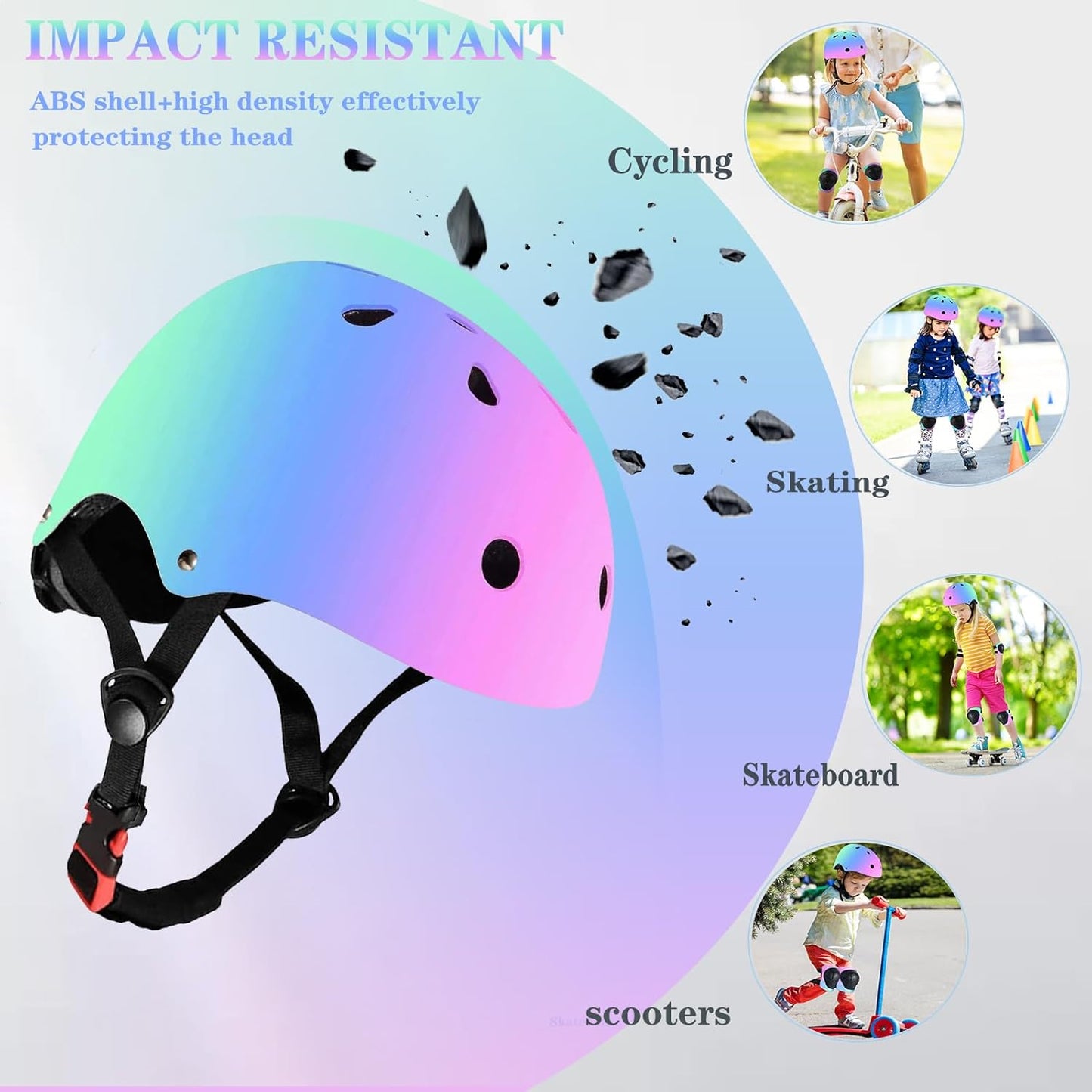 Kids Helmet,Toddler Skateboard Helmets for Ages 2-3-5-8-14 Years Boys Girls with Knee and Elbow Pads Wrist Guards fit Roller Skates,Skateboarding,Skating Scooter Adjustable Kids Helmet