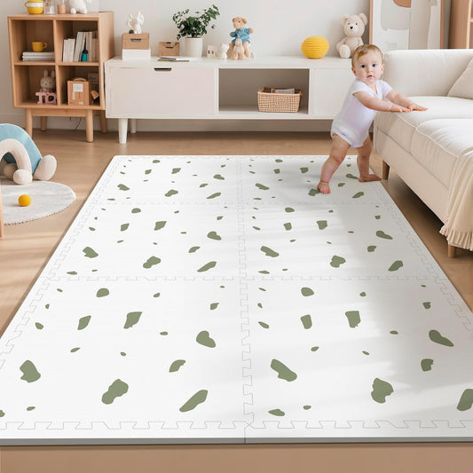 Baby Foam Play Mat-72”x 48” Baby Playmat,6-Piece Interlocking Foam Floor Tiles,Waterproof Crawling Mat,Puzzle Mat for Infants and Toddlers,Non Toxic Play Mat for Baby Tummy Time Mat(Spot)