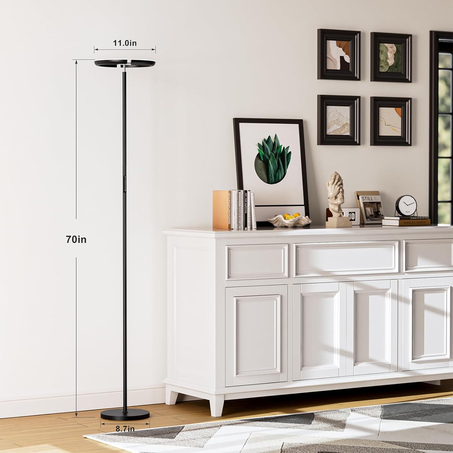 Floor Lamps for Living Room, 40W/2400LM Rotatable LED Floor Lamp with Touch & Remote Control, 70" Tall Standing Lamp Stepless Dimmable, Modern Torchiere Corner Lamp for Bedroom, Office