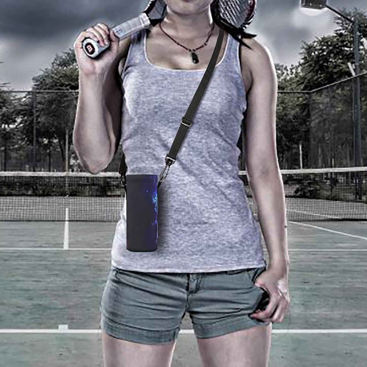 RICHEN Neoprene Water Bottle Carrier Bag with Adjustable Shoulder Strap,Insulated Water Bottle Cover for Stainless Steel/Glass/Plastic Bottles