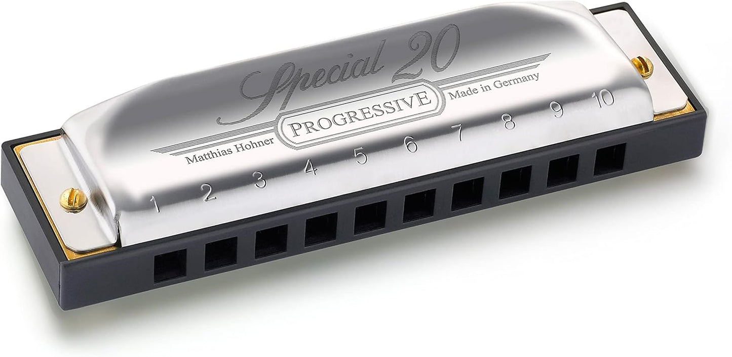 Hohner Special 20 Harmonica - Key of F Bundle with Case, Pouch, Online Manual, and Austin Bazaar Polishing Cloth