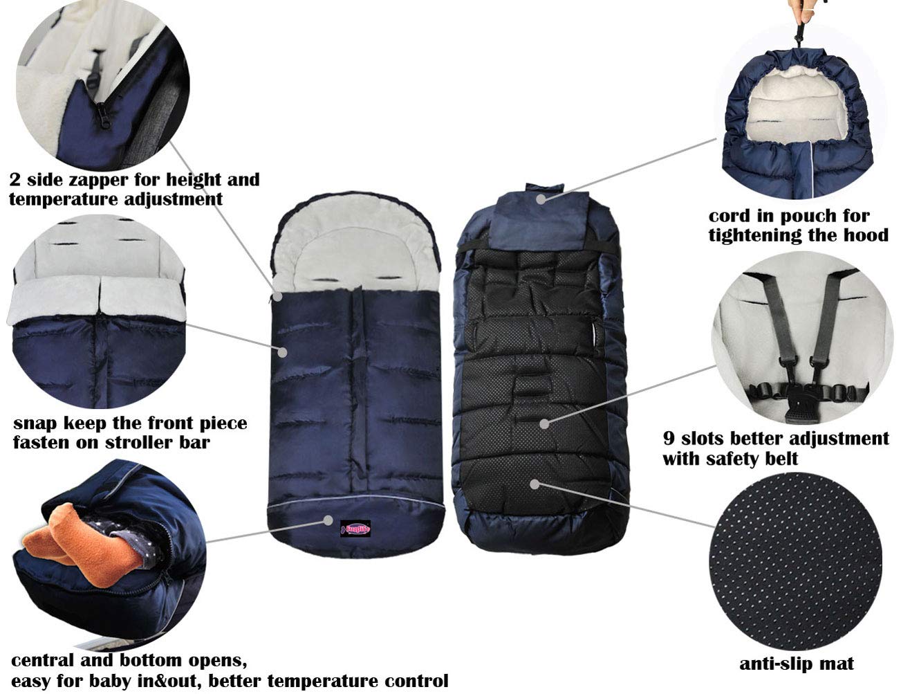 Cozy Toe Winter Tour Waterproof Sleep Sack for Toddlers,Universal Footmuff for Stroller,Multi-Functional Stroller Bunting Bag Blanket,6-36M Baby Use