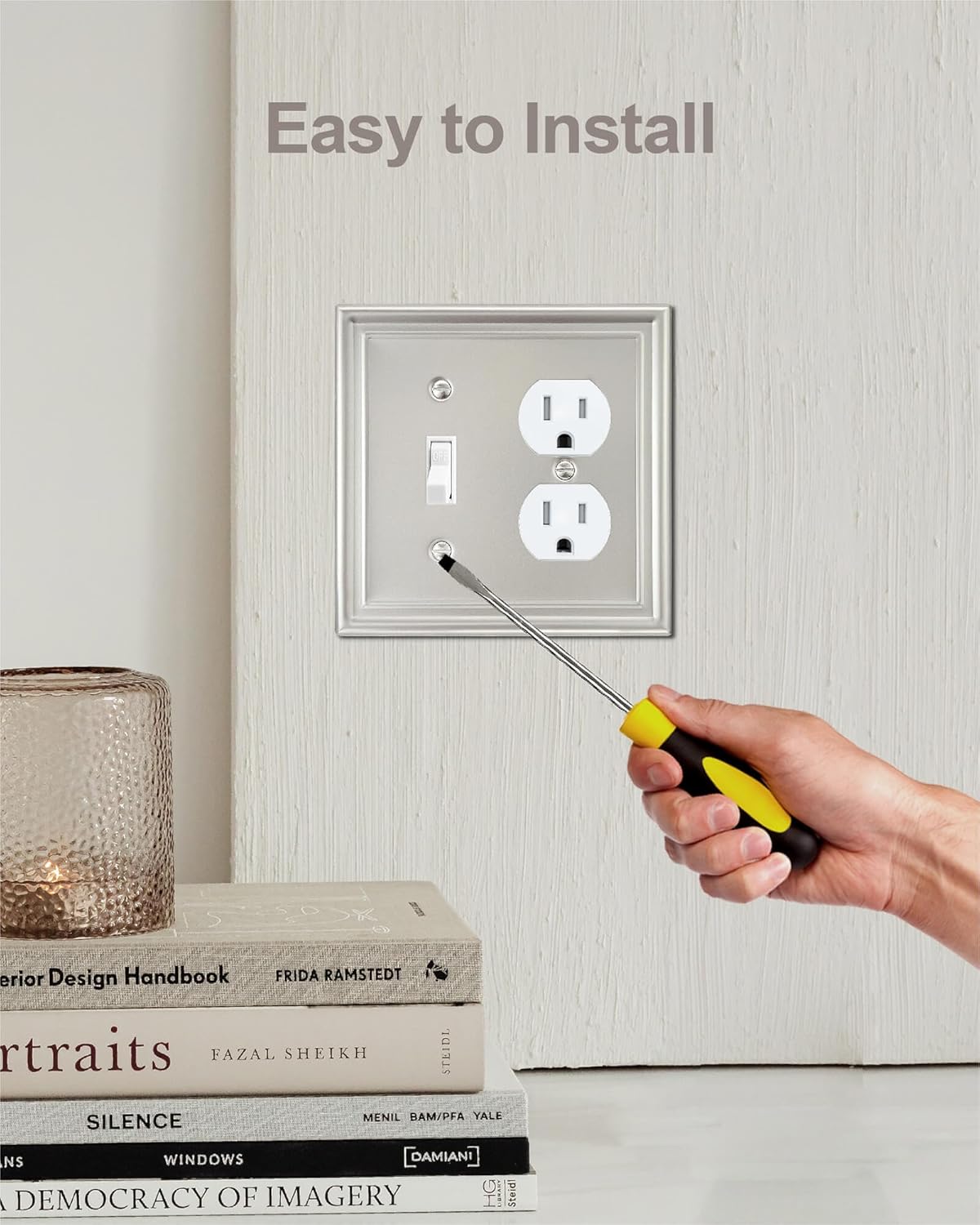 2-Pack Combination 1 Toggle/1 Duplex Wall Plate, Metal Switch Plate and Outlet Cover, Satin Nickel, Midsize, A035 Series